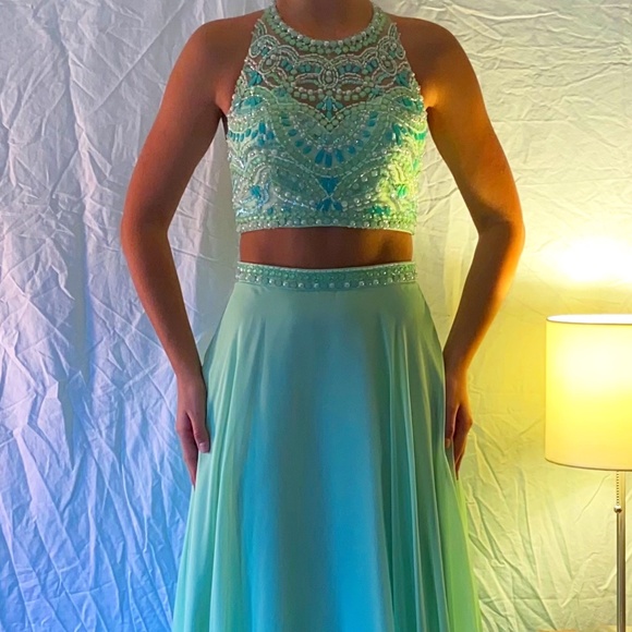 PromGirl Dresses & Skirts - Mint Two Piece Prom Dress